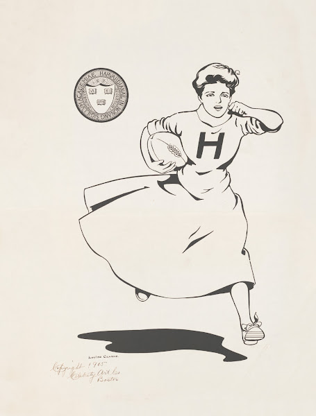 Woman playing football Harvard University 1905