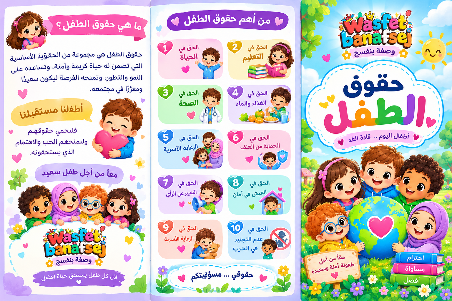 مطوية حقوق الطفل من مدونة وصفة بنفسج