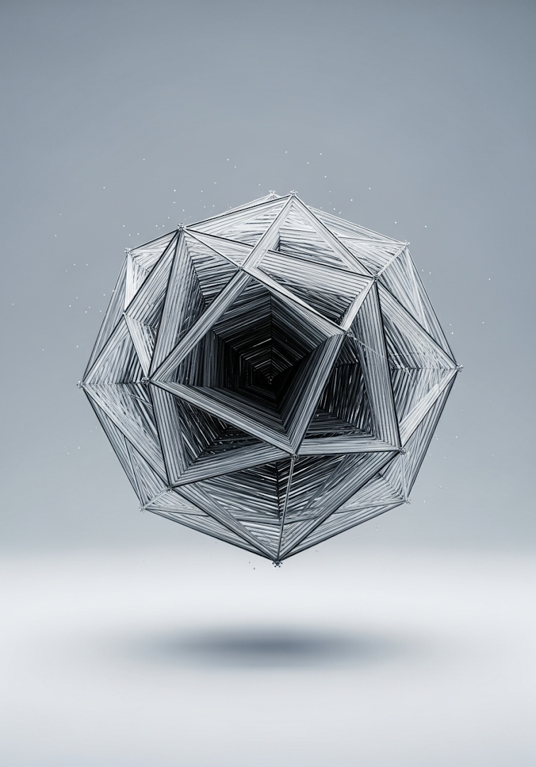 Geometric Wireframe Polyhedron Sculpture