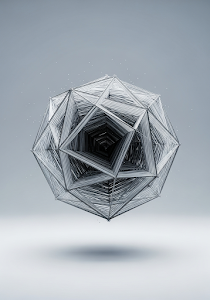 Geometric Wireframe Polyhedron Sculpture