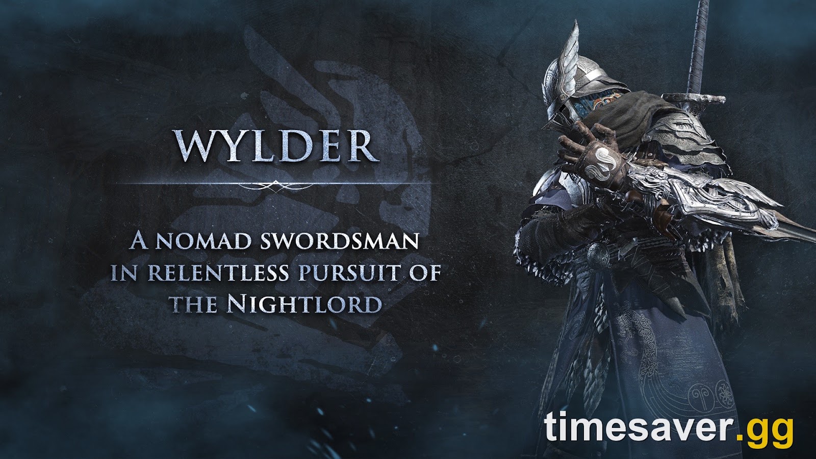 Elden Ring Nightreign Wylder character card — an armored nomad swordsman with a winged helmet and greatsword