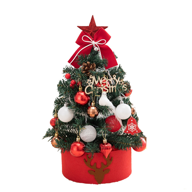 Mini Christmas tree for the table, red-white, with lighting