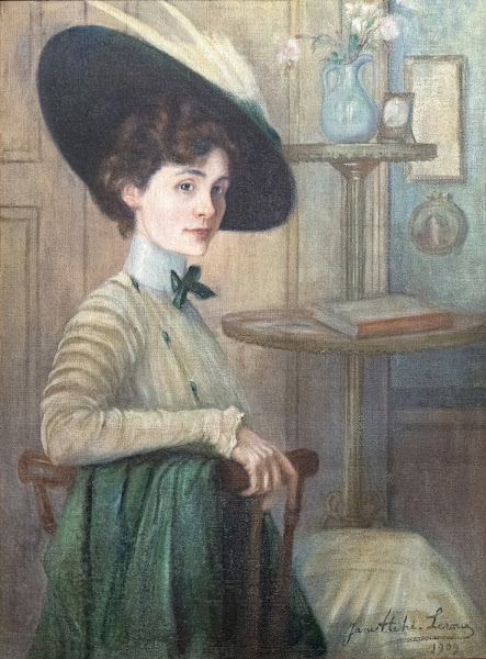 Self portrait with a green hat 1909