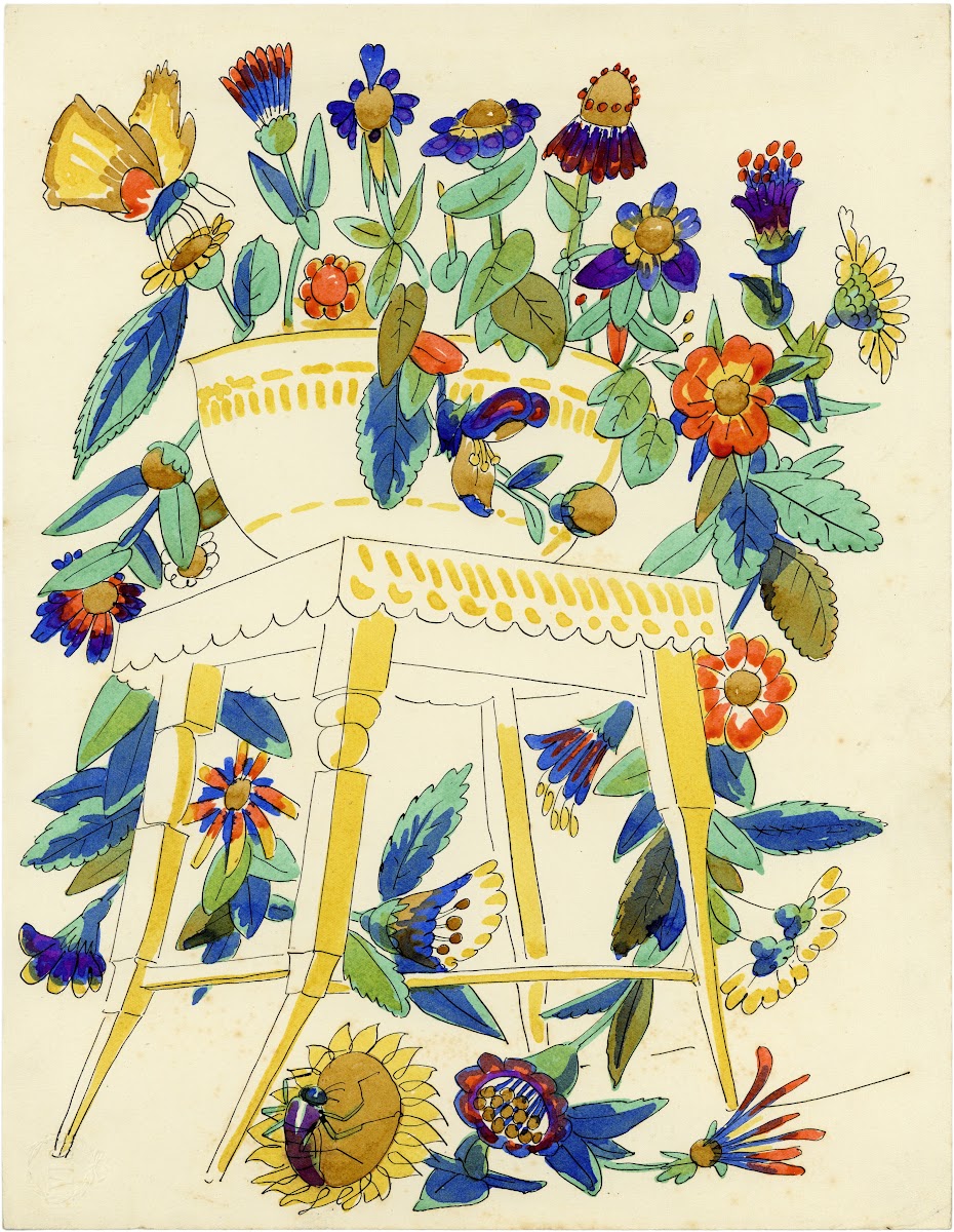 Stoel met Vaas en Bloemen 1930