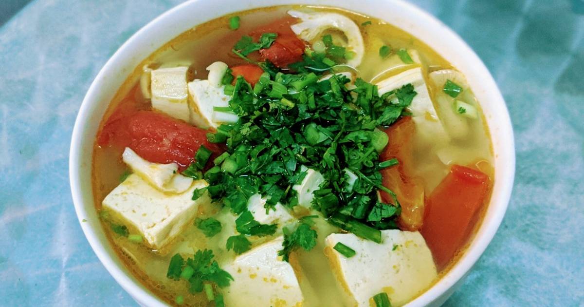 Canh nấm đậu hũ cà chua