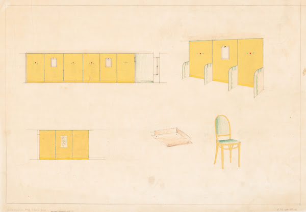Design for unidentified caf with green and yellow trim Design with tulip stencil