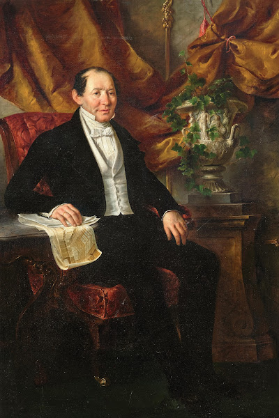 Portrait of Franz Morawetz Raudnitz 17891868 Vienna with the Construction Plan o