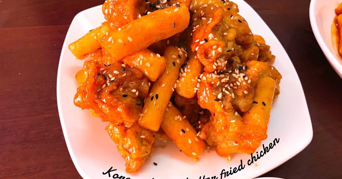 Gà sốt bơ mật ong & bánh gạo chiên