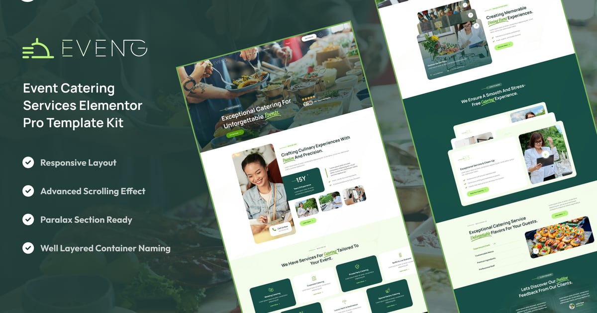 Eveng – Event Catering Services Elementor Pro Template Kit Free Download – Envato Elements