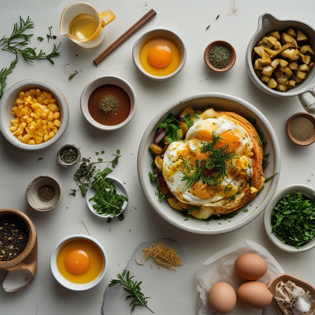 Ingredients for Baked Eggs Napoleon - A Delicious Easy Brunch Recipe