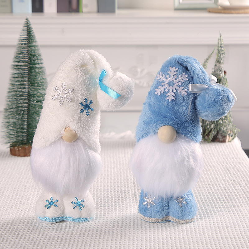Stehende Weihnachts-Wichtelfigur mit Schneeflocken-Design