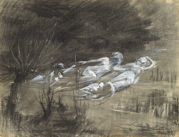 Woman Floating in a River Attended by Two Female Spirits c 1895