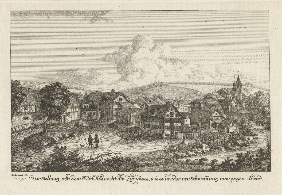 Vorstellung von dem Dorf Küsnacht am Zürichsee wie es vor der verschwemmung war