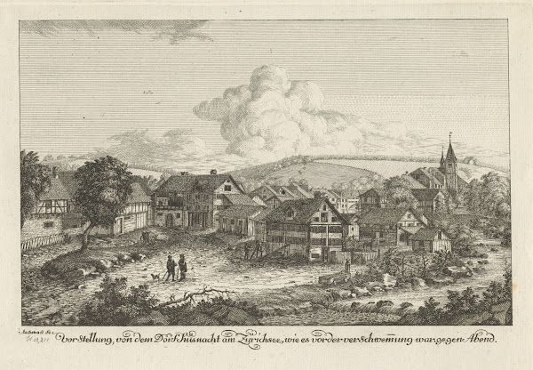 Vorstellung von dem Dorf Küsnacht am Zürichsee wie es vor der verschwemmung war