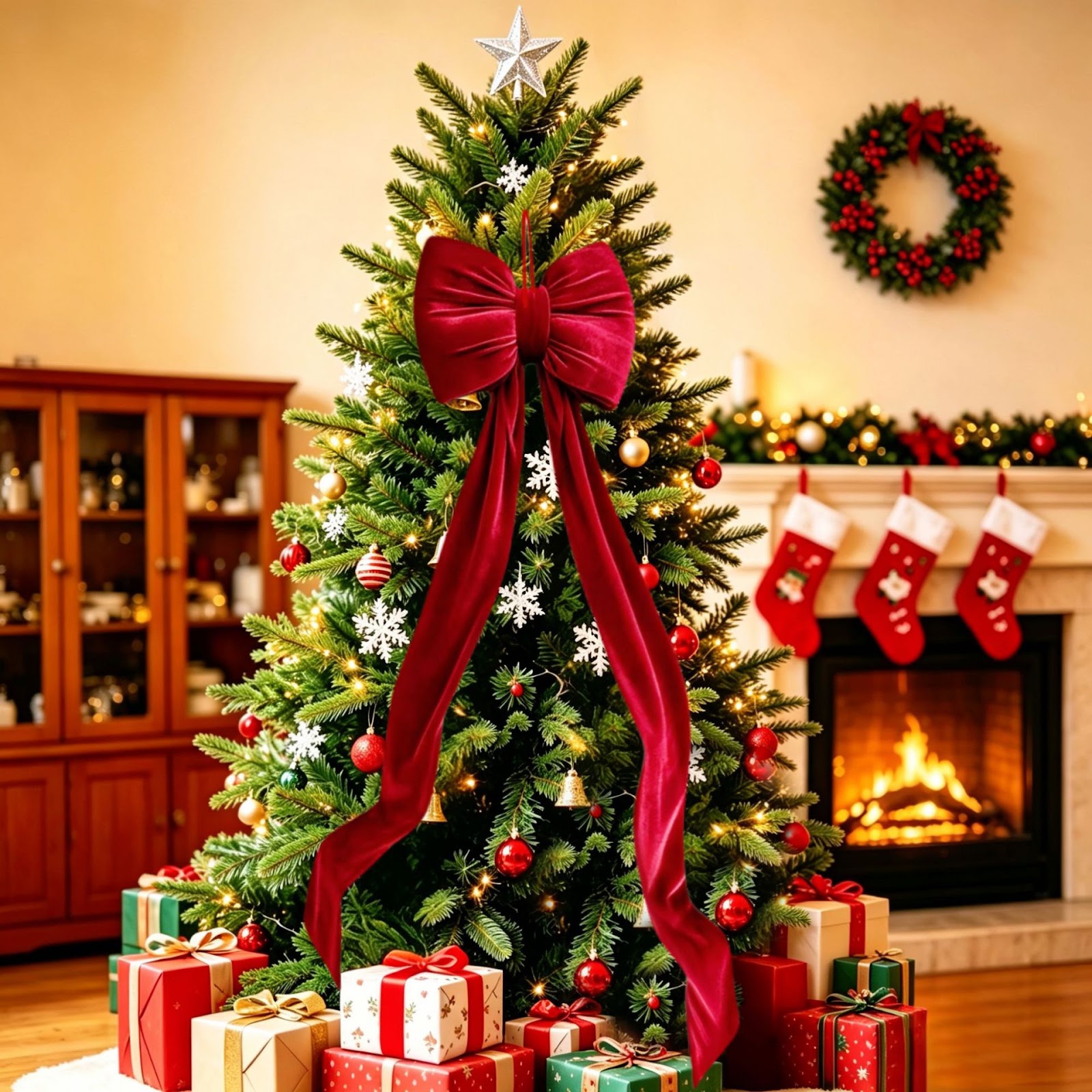 Dekorative Weihnachts-Schleife aus Samt