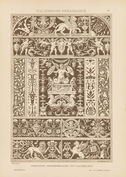 Italienische Renaissance  Sgraffiten Marmoreinlagen und Flachreliefs 1887