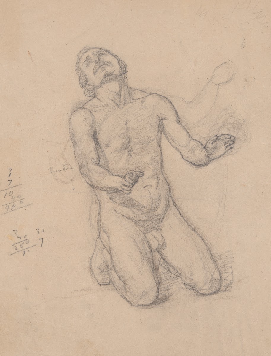 Nude study to the figure of St Matthias to the painting Martyrdom of St Matthias