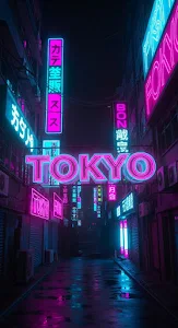 Cyberpunk City Street with Glow Signage
