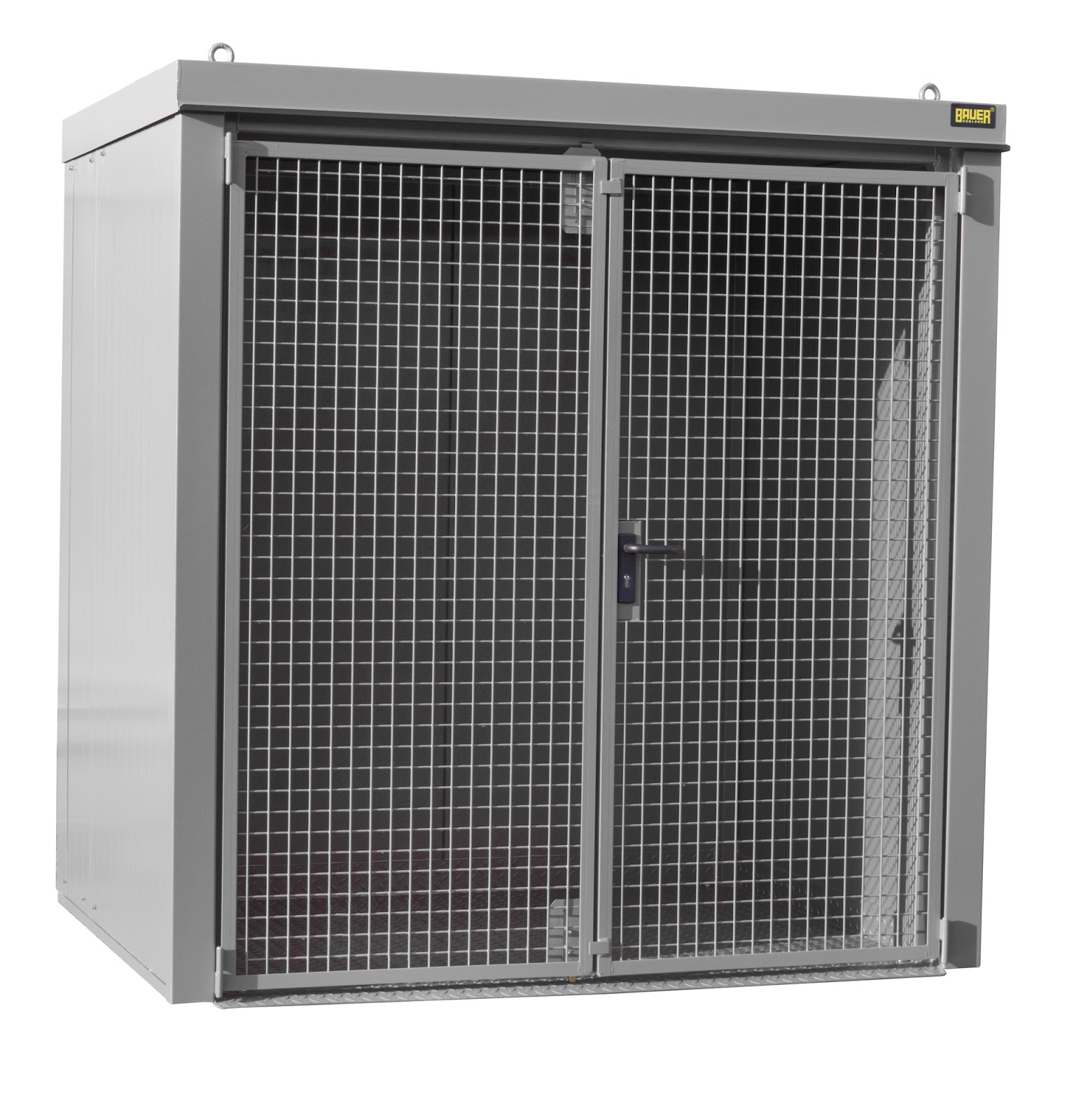 Gasflessen-container GFC-B M2, gelakt, Muisgrijs