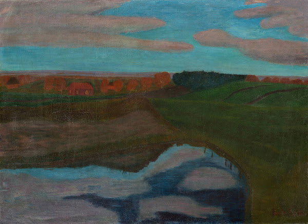Herbstlandschaft am Weyerberg mit Tümpel Circa 1899
