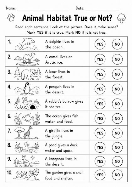 Animal Habitat True or Not?