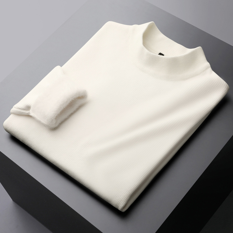 Men's knitted sweater with lining, padded and warm
