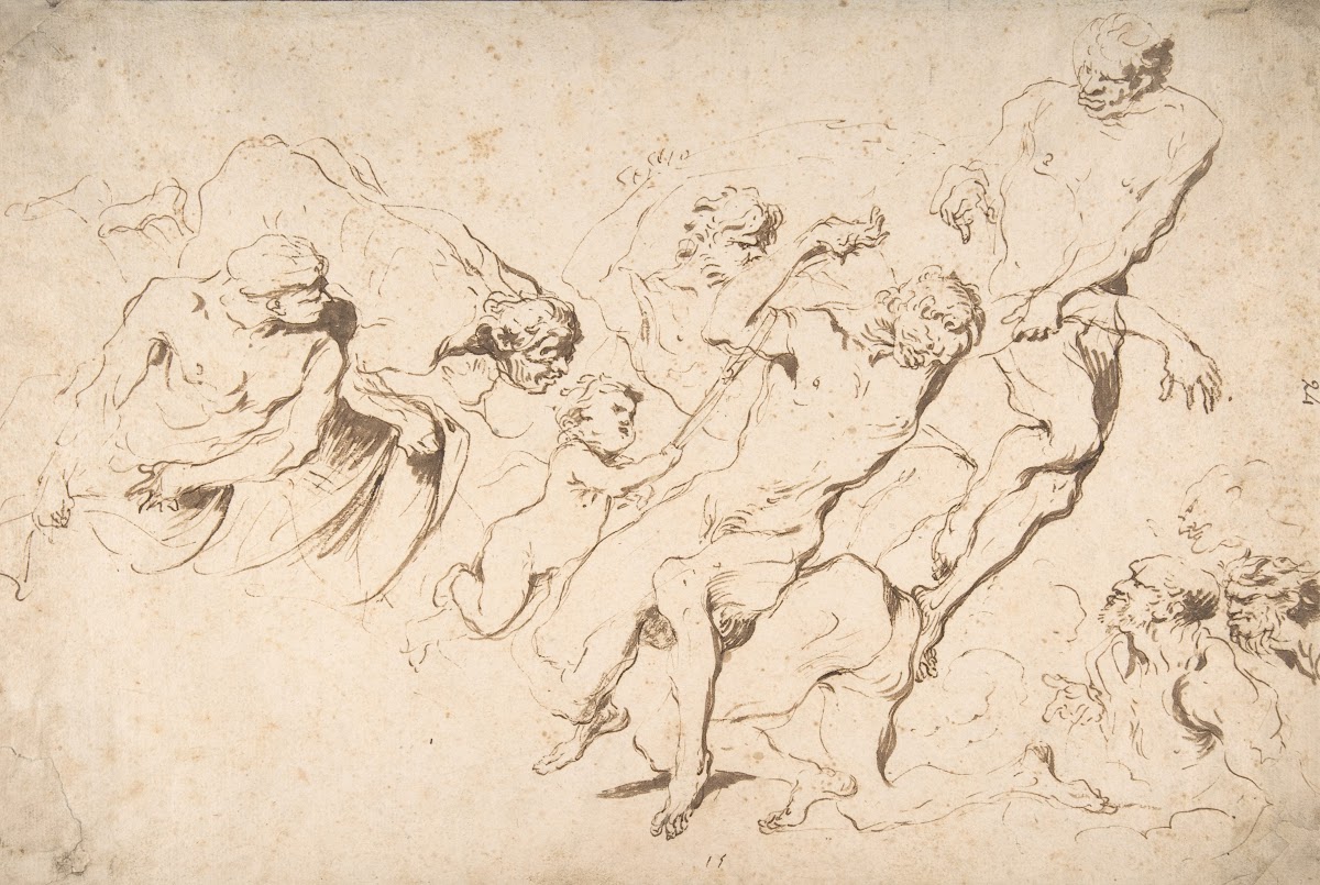 Five Nude Male Figures Punishing Another 160964
