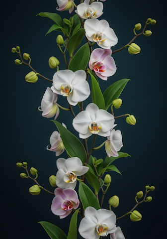 Elegant Orchid Pattern on Teal