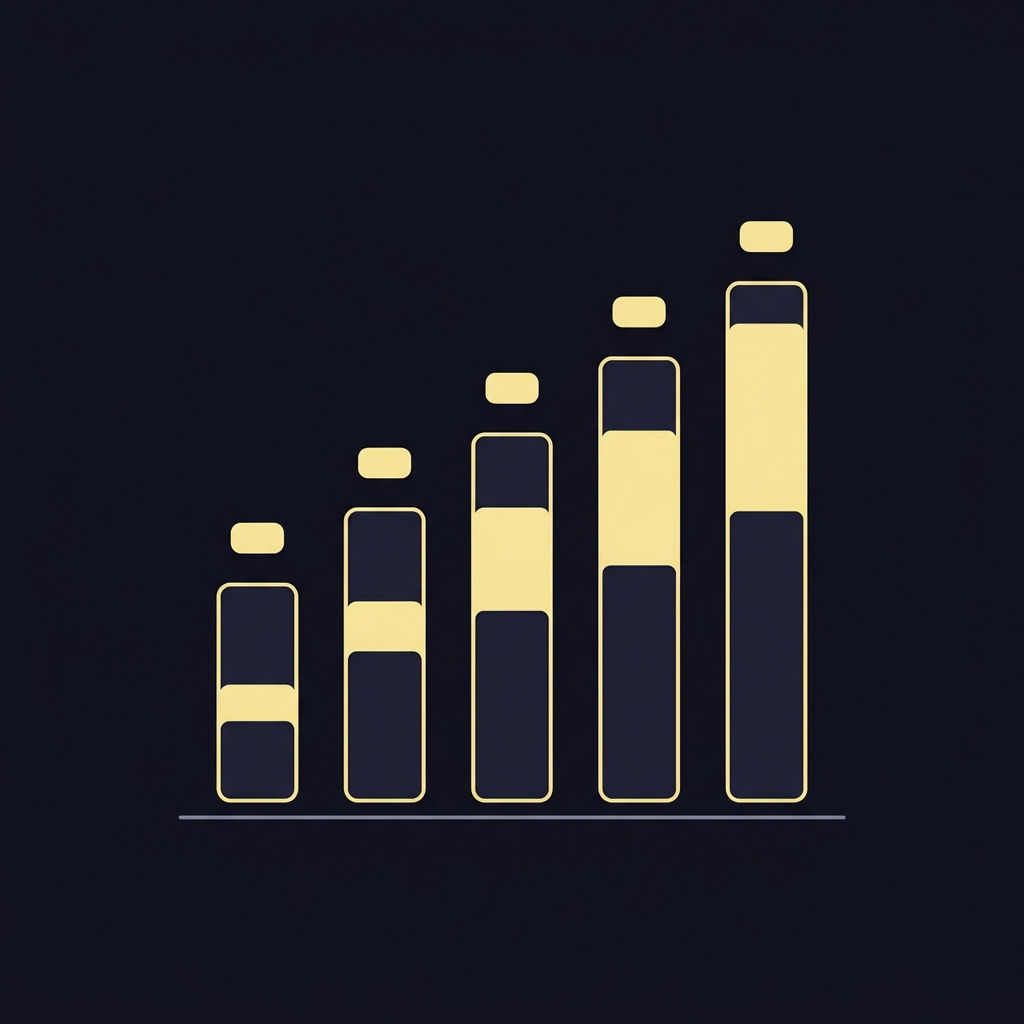 Minimalist 2D vector ranking bar chart representing american idol odds on a dark brand background with three to five geometric bars in secondary and accent colors no text or people