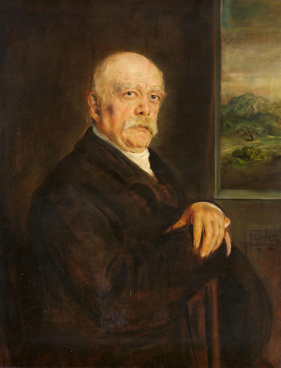 Otto von Bismarck in Halbfigur vor Landschaftsausschnitt 1891