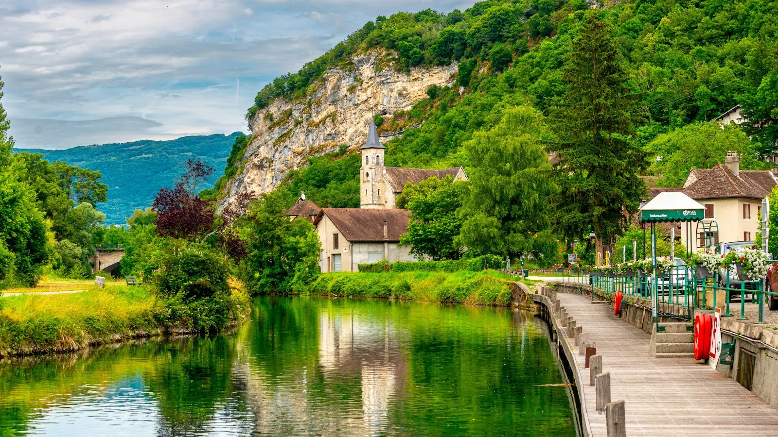 Chanaz Village By The Canal - Landscape Photography 5K Wallpaper (6144x3456)