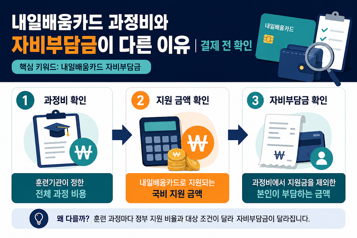 내일배움카드 자비부담금 상태별 차이 비교