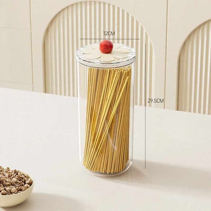 Plastic storage container with lid, transparent