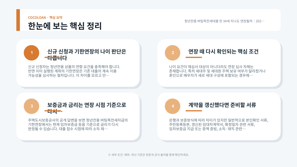 청년전용 버팀목전세대출 기한연장 시 나이·무주택·보증금·금리를 점검하는 과정