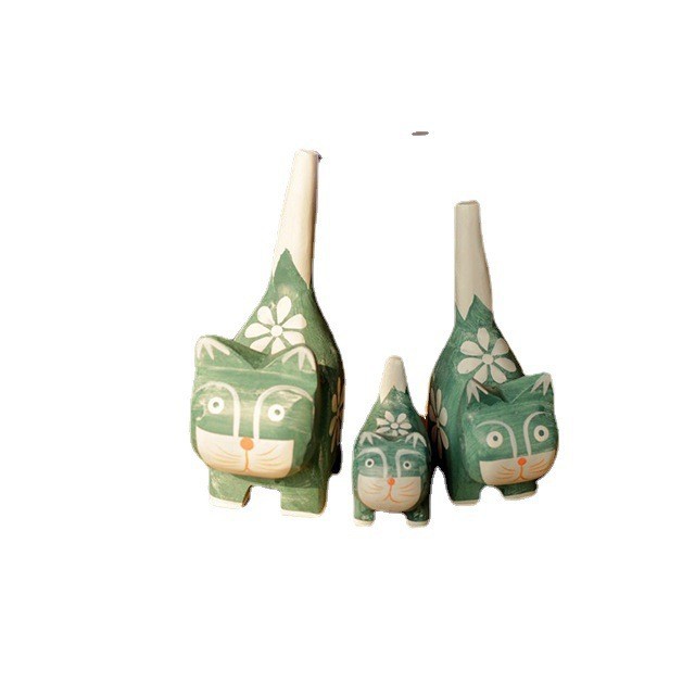 Nordische Holz-Katzenfiguren, 3er-Set, Kiefer