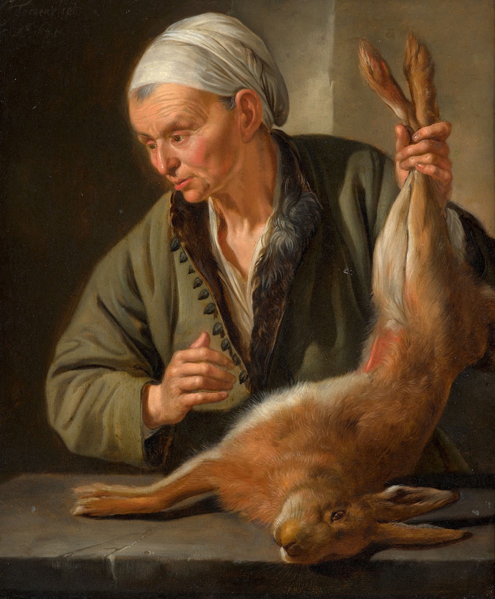 Woman presenting a hare
