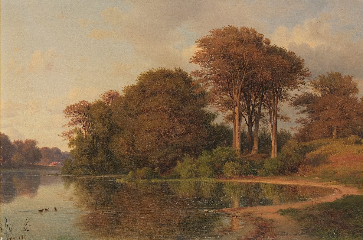 Sommerlandschaft mit Seeufer 1866