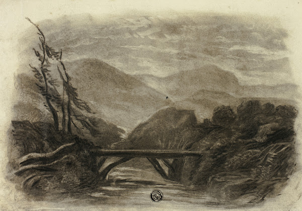 Mountain Stream with Small Bridge I c 1855