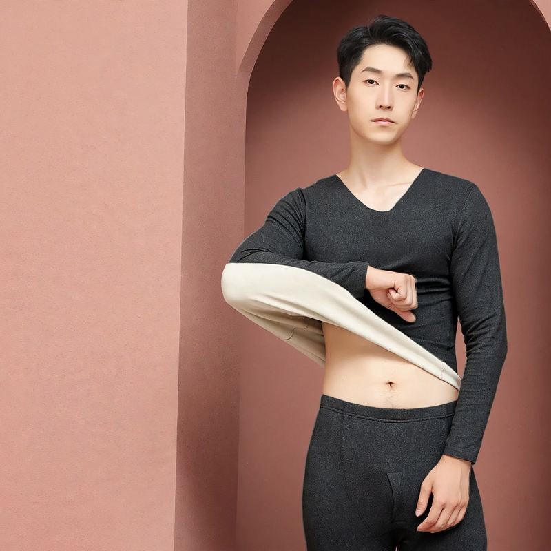 Thermal underwear set with wool and silk content