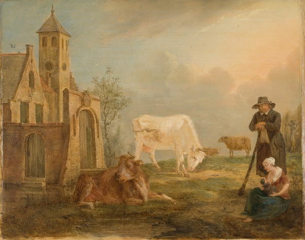 Landscape with Peasants and Cows 1777