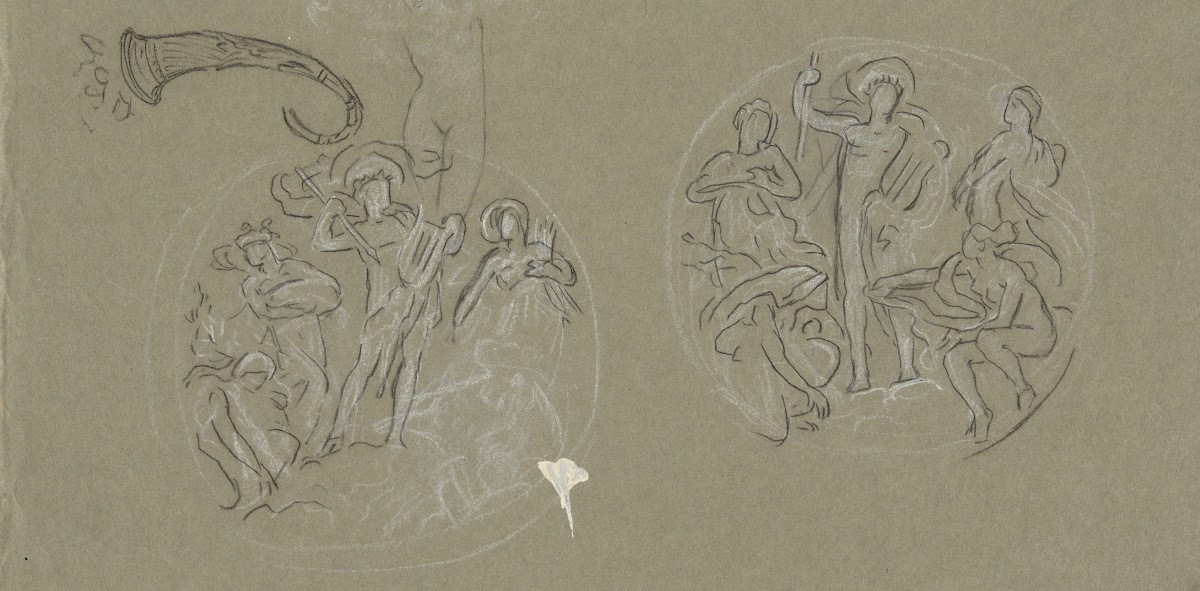 Sheet of studies for HuntingtonCeiling ca1893