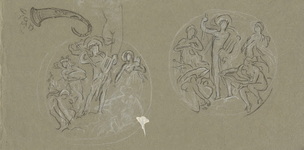 Sheet of studies for HuntingtonCeiling ca1893