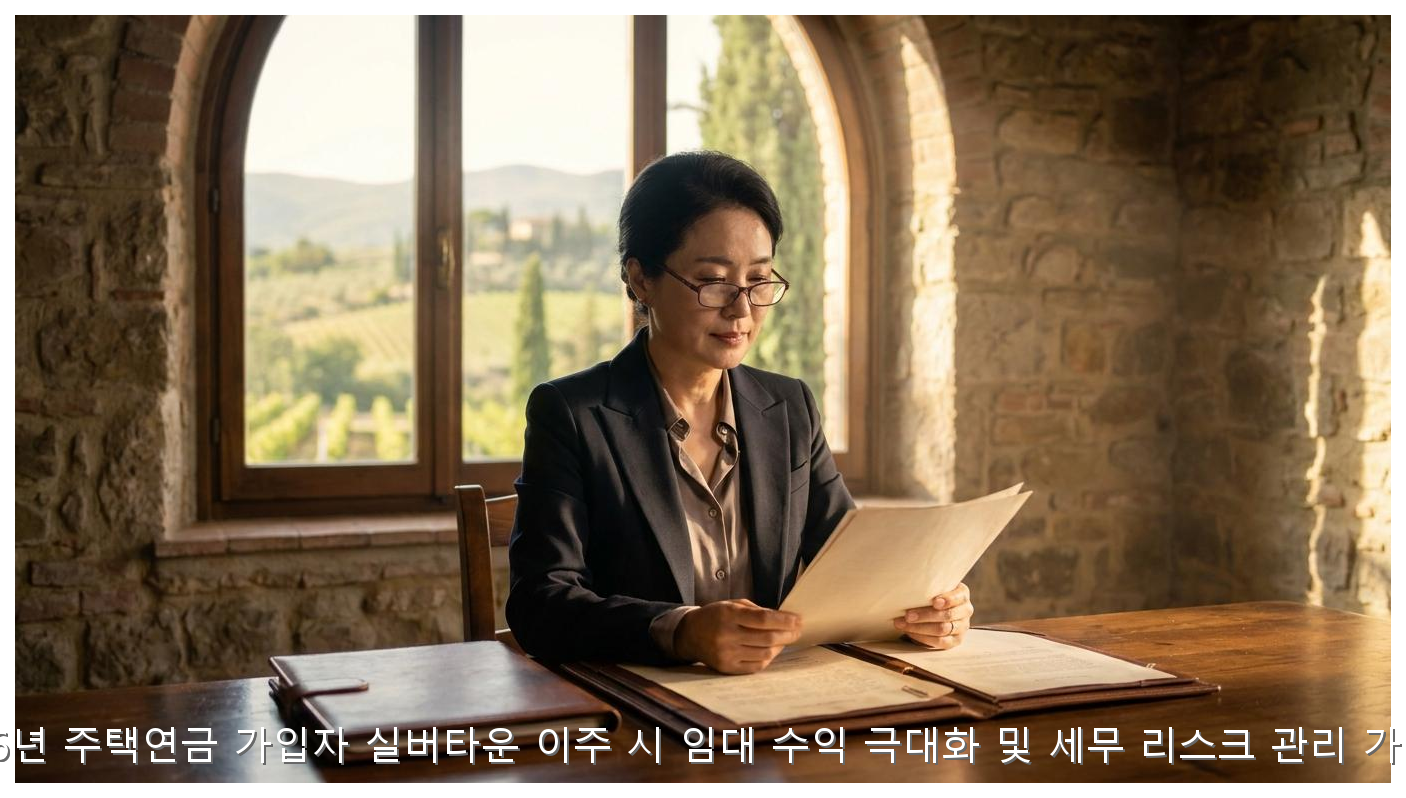 2026년 주택연금 가입자 실버타운 이주 시 임대 수익 극대화 및 세무 리스크 관리 가이드 핵심 안내 및 분석 인포그래픽 (2)