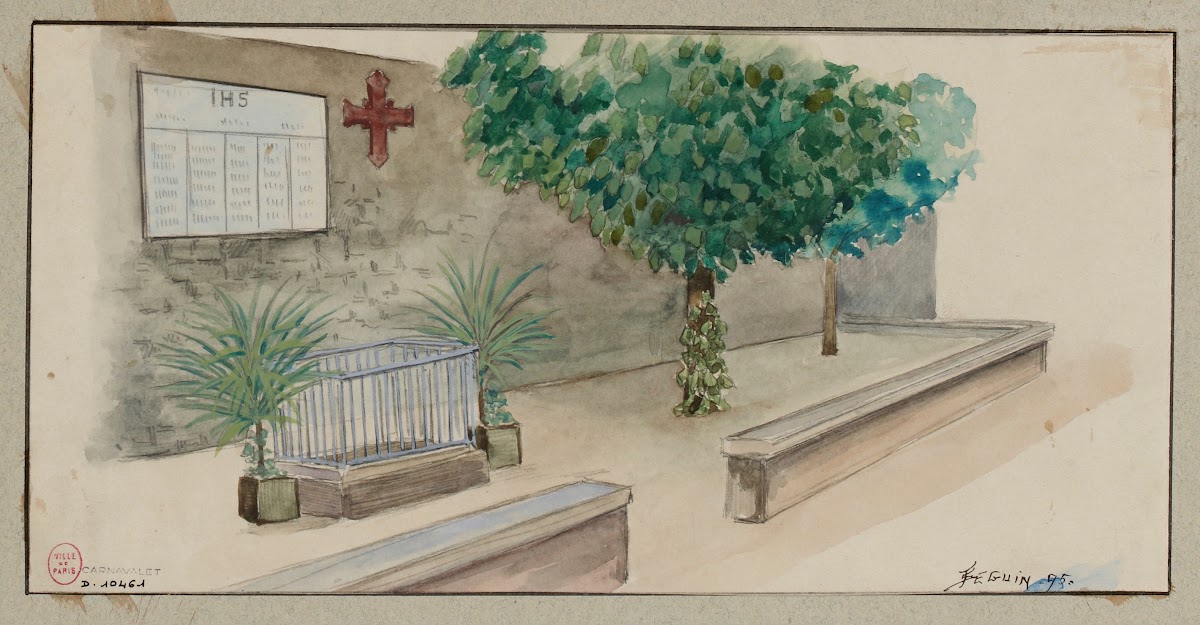 Villa des Otages mur où furent fusillés les 52 derniers otages de la Commune rue