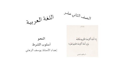 ملخص شرح درس درس أسلوب الشرط مع نماذج اختبارات نهائية سابقة - عربي الصف 12 الفصل 2