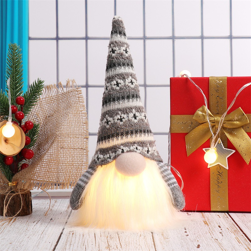Christmas gnome with LED lighting, fabric