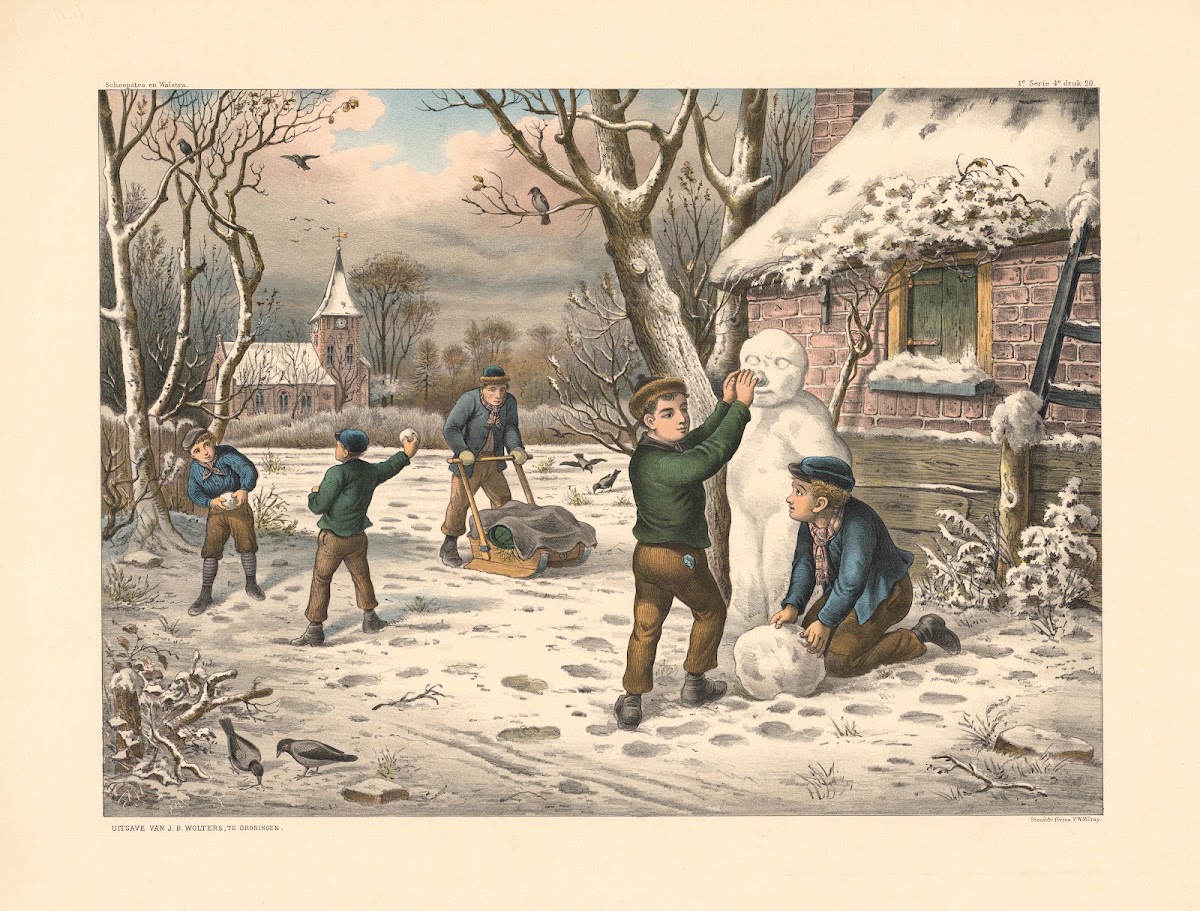 Boys playing in the snow 1910