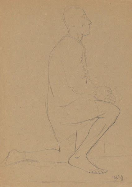 Study of a Kneeling Man with His Hands Folded in a Gesture Of Prayer 1860   1900