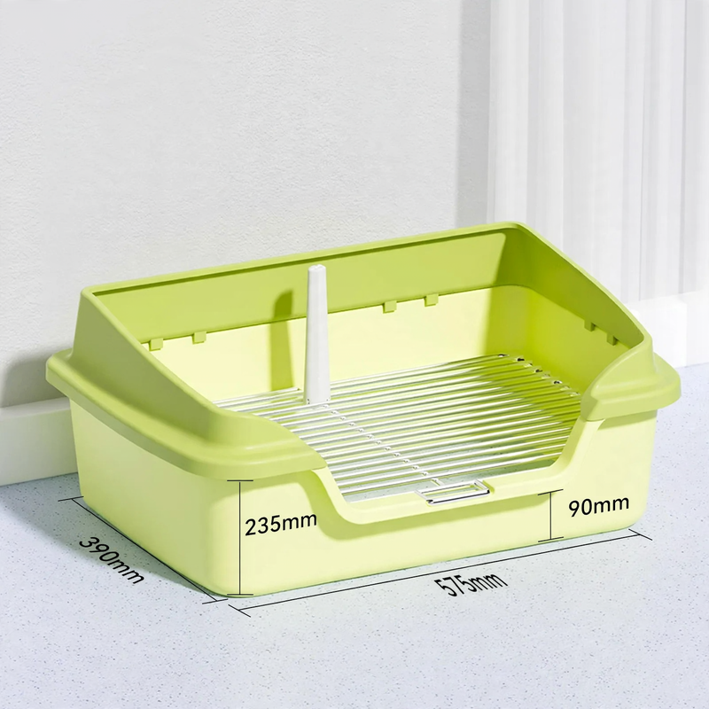 Raised dog toilet set with grid and fence