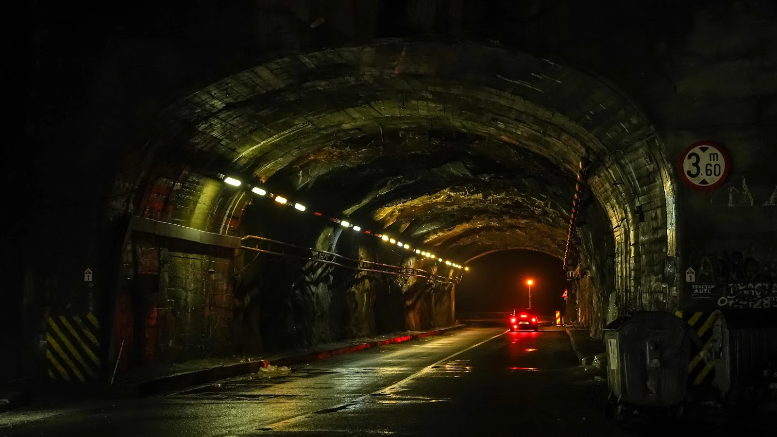Dark Underground Stone Tunnel 5K Desktop Wallpaper